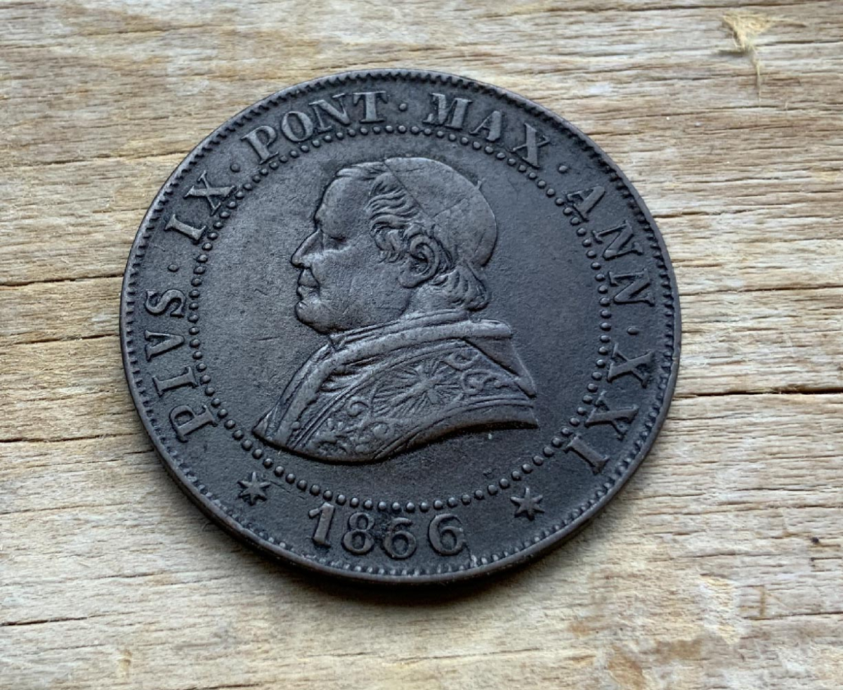 1866 Italy Papal States 1 Soldo high grade coin C267